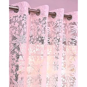 transparent curtains 9 feet long set of 1 pcs  pink sheer long door curtains for living room bedroom  lightweight 9 feet long drapes for home decoration