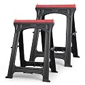 ZYJOYY Saw Horses 2 Pack, Folding Plastic Sawhorse, 700 LBS/Pair Capacity, 2.3" Folded for Easy Carry & Storage