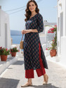 Zyla Printed Viscose Rayon Straight Kurta for