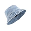 Zylioo XXL Denim Bucket Hat for Big Heads, Washed Fisherman Sun Hat