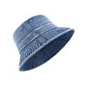 Zylioo XXL Denim Bucket Hat for Big Heads, Washed Fisherman Sun Hat