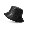 Zylioo XXL XL PU Leather Bucket Hat for Big Heads, Fleece Lined Rain Hat