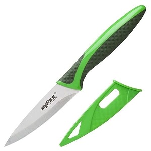 zyliss paring knife with sheath cover 35-inch stainless steel blade green