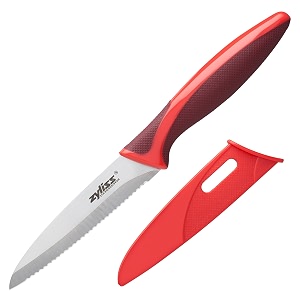zyliss serrated paring knife 4-inch stainless steel blade red