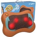 Zyllion ZMA-13 Back and Neck Massager with Heat for Pain Relief, Brown