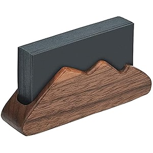 business card holder card organizer for office desk hills shape rosewood wallet