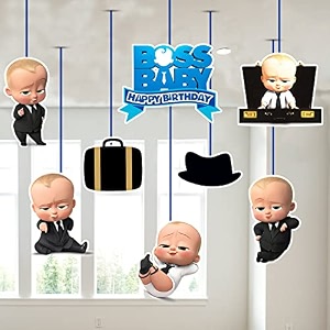 zyozique boss baby happy birthday ceiling hanging streamers kids theme for baby shower birthday decorations supplies pack of 8