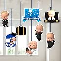 Zyozique Boss Baby Third Birthday Ceiling Hanging Streamers Kids Theme for Baby Shower 3rd Birthday Decorations Supplies (Pack of 8)