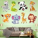 Zyozique Jungle Theme Birthday Cardstock Cutout with Glue Dot for Kids Theme for Baby Shower Happy Birthday Decorations Supplies (Pack of 10)