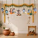 Zyozique Krishna Janmashtami Ceiling Hanging Decorations Set | BalGopal Krishna Cutouts Ceiling Hanging for Janmashtami Celebration, Krishna Theme Party, Home Temple & Festive Decor (Pack Of 7)