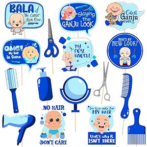 zyozique my first hair cut props - mundan ceremony kit for baby boy pack of 16