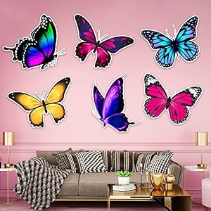 zyozique butterfly theme birthday cardstock cutout with glue dot for kids theme for baby shower happy birthday decorations supplies pack of 7