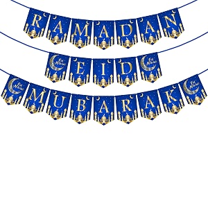 zyozique ramadan eid mubarak paper banner - ramadan eid mubarak decoration - ramadan eid mubarak party decorations supplies 189 inch