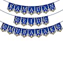 ZYOZIQUE Ramadan Eid Mubarak Paper Banner - Ramadan Eid Mubarak Decoration - Ramadan Eid Mubarak Party Decorations Supplies, 18.9 Inch