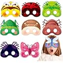 ZYOZIQUE Spring Bugs Masks for Kids, Party Costume Masks, Bee Ladybug Butterfly Spider Designs, Spring Time Insect and Bug Theme Dress-Up Party Birthday Accessory for Kids (9 Pcs)
