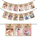 ZYOZIQUE Wild One Baby Photo Banner - 12 Months First Year Birthday Decorations, Monthly Garland, Brown