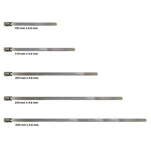 premium stainless steel ss-304 self locking cable tieszip ties 5 pcs 150 mm x 46 mm