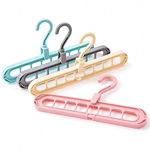 zyron multi-color 4 pc hanger set - space saving clothes hanger organizer for shirts t-shirts dresses durable plastic wardrobe hangers