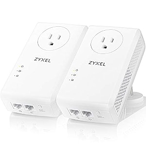 zyxel pla5456kit 1800 mbps av2000 homeplug av2 powerline 2-port gigabit pass-thru ethernet adapter 2-pack kit