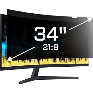 zyy 34 inchdiagonal computer privacy screen filter 31 14  13 38 with anti glare anti uv protection curved monitor privacy screen protector film 219 aspect ratio for desktop computer monitor