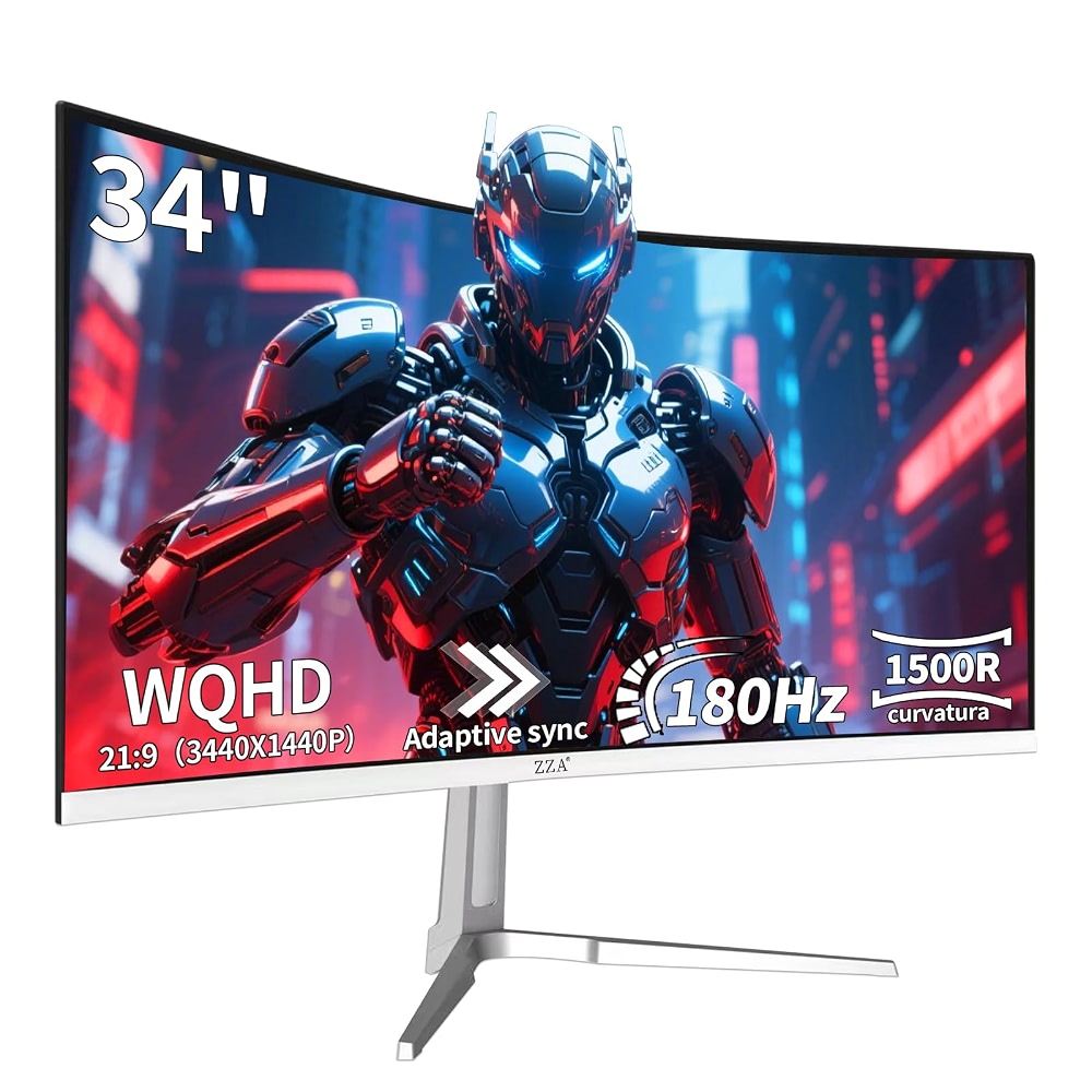 ZZA UltraWide 34 Inch Curved Monitor 1500R PC Screen 180hz Refresh Rate ...