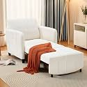 ZZW Sleeper Chair 84" Extra Long Convertible Chair Bed Upgraded 3-in-1 to 4-in-1 Pull Out Chair &amp; Single Sofa Bed for Adult Sleeping Chair for Living Room &amp; Small Space (White)
