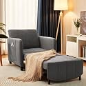 ZZW Sleeper Chair 84" Extra Long Convertible Chair Bed Upgraded 3-in-1 to 4-in-1 Pull Out Chair &amp; Single Sofa Bed for Adult Sleeping Chair for Living Room &amp; Small Space (Dark Grey)