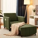 ZZW Sleeper Chair 84" Extra Long Convertible Chair Bed Upgraded 3-in-1 to 4-in-1 Pull Out Chair &amp; Single Sofa Bed for Adult Sleeping Chair for Living Room Small Space (Modern Green)