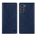 ZZXX for Galaxy S21 FE Wallet Case Strong Magnetic 6.4 inch,Blue
