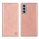 ZZXX for Galaxy S21 Plus Wallet Case Strong Magnetic 6.7 inch,Rose Gold