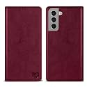 ZZXX for Galaxy S21 Plus Wallet Case Strong Magnetic 6.7 inch,Wine Red