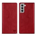 ZZXX for Galaxy S21 Plus Wallet Case Strong Magnetic 6.7 inch,Red