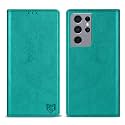 ZZXX for Galaxy S21 Ultra Wallet Case Strong Magnetic 6.8 inch,Lake Blue