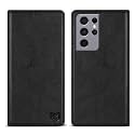 ZZXX for Galaxy S21 Ultra Wallet Case Strong Magnetic 6.8 inch,Black