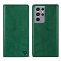 ZZXX for Galaxy S21 Ultra Wallet Case Strong Magnetic 6.8 inch,Green