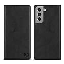 ZZXX for Samsung Galaxy S21 Wallet Case Strong Magnetic 6.2 inch,Black