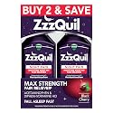ZzzQuil Liquid Max Strength Pain Reliever, Nighttime Sleep Aid Liquid, Acetaminophen 1000mg, Diphenhydramine 50mg HCI, Non-Habit Forming, Black Cherry Flavored, 2 Pack, 24 FL OZ